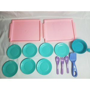 Vintage Little Tikes Plate and Utensils Set Pretend Plastic Toys Tray